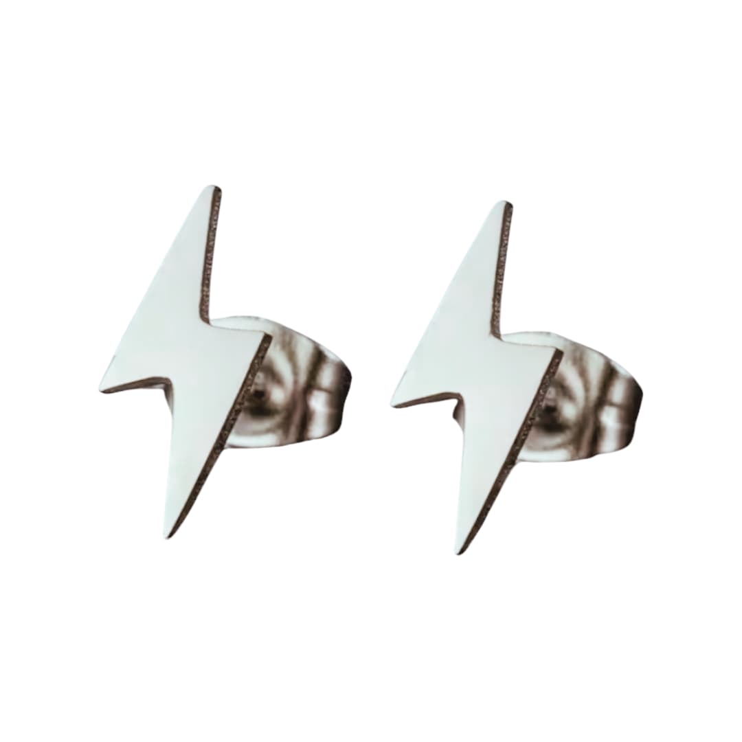 a pair of lightning bolt earrings