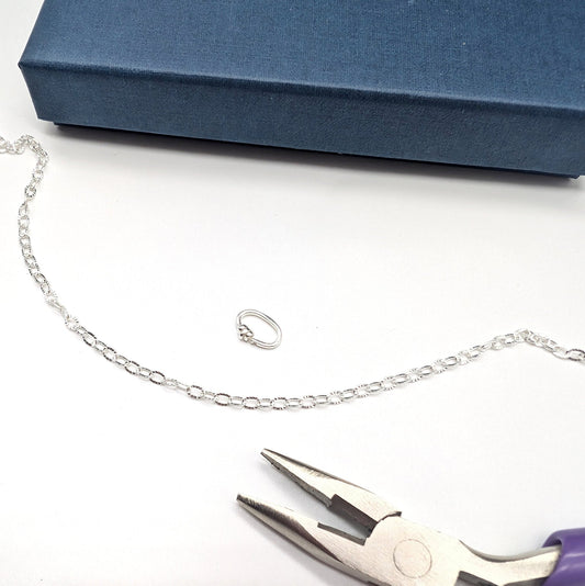 Silver sunbeam cable chain love links permanent anklet kit - Trend Tonic