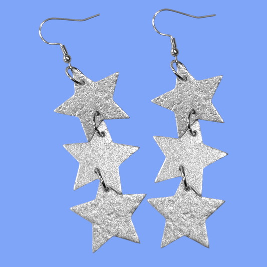 Small silver triple star earrings - Trend Tonic