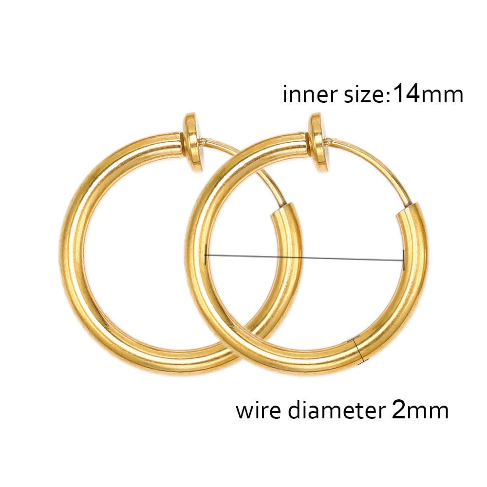 a pair of gold hoop earrings