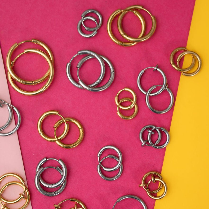 Stainless steel huggie hoop earrings - Trend Tonic