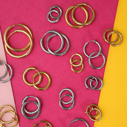 Stainless steel huggie hoop earrings - Trend Tonic