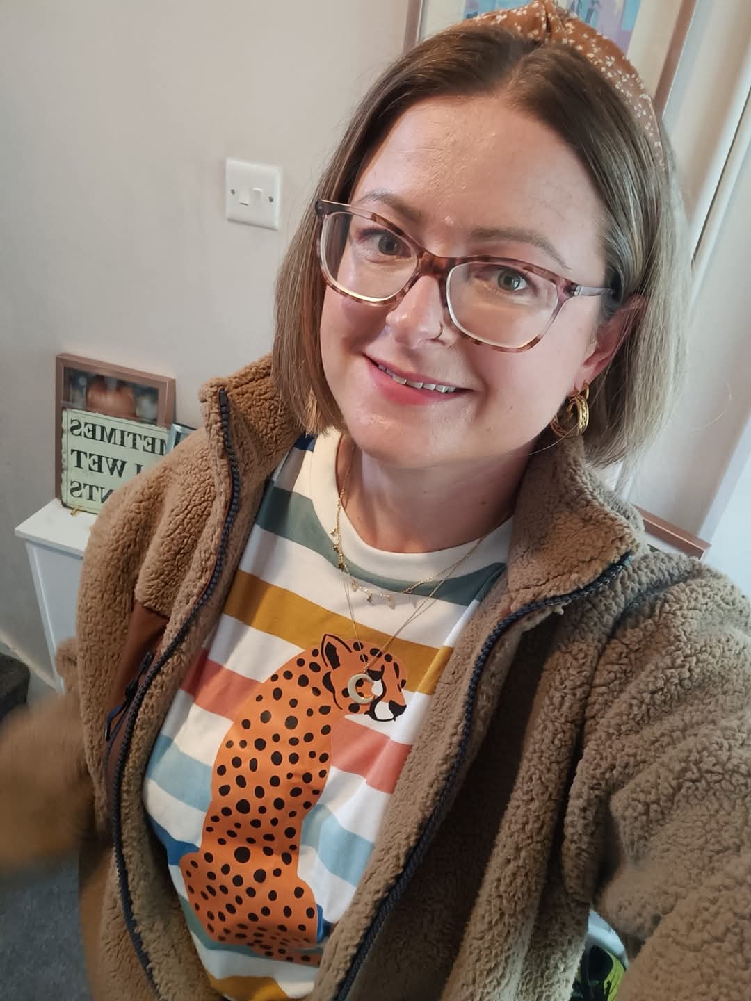 Stripe crew neck leopard t-shirt - Trend Tonic