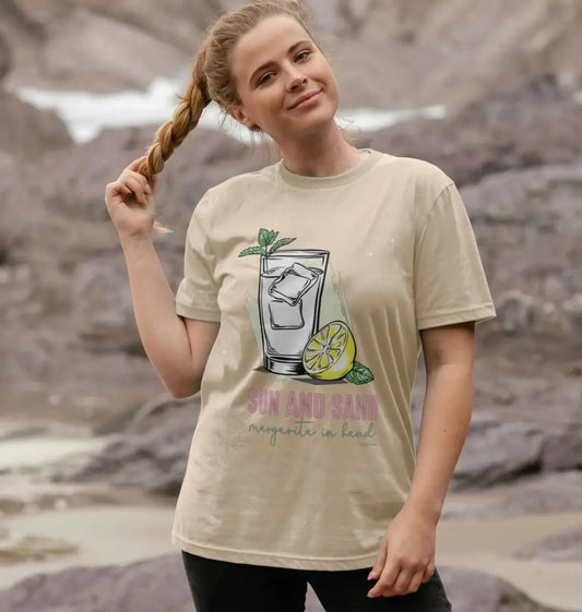 Sun and sand, margarita in hand crew neck t-shirt - Trend Tonic