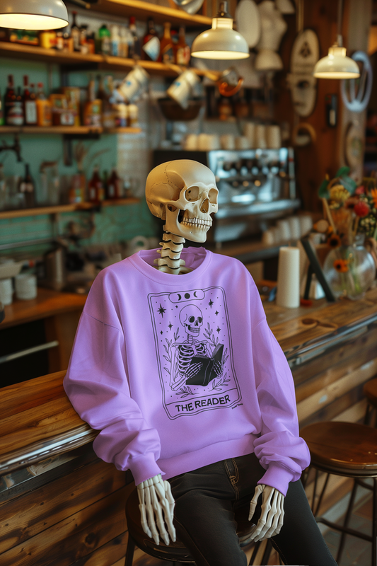 The reader skeleton tarot sweatshirt