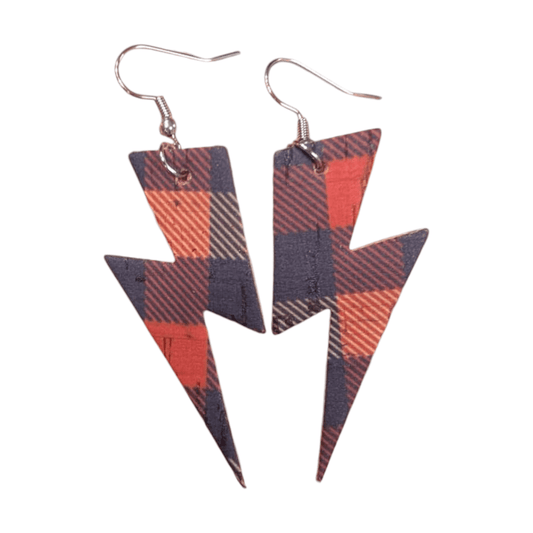 Tartan lightning bolt earrings - Trend Tonic