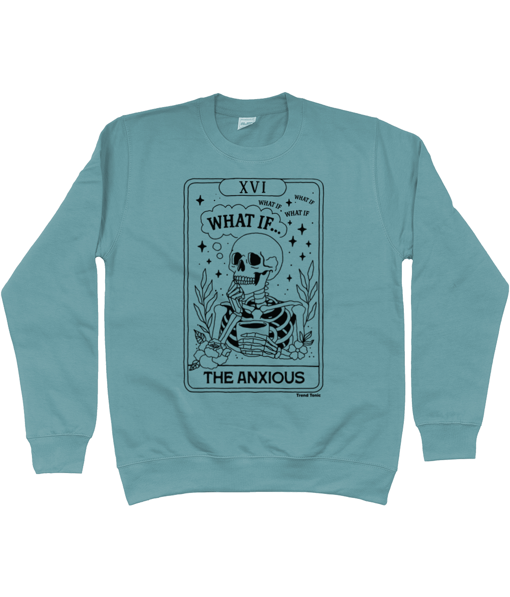 The anxious tarot card skeleton sweatshirt - Trend Tonic