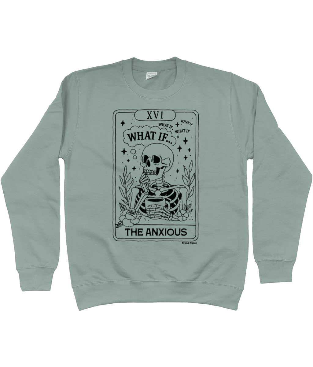 The anxious tarot card skeleton sweatshirt - Trend Tonic
