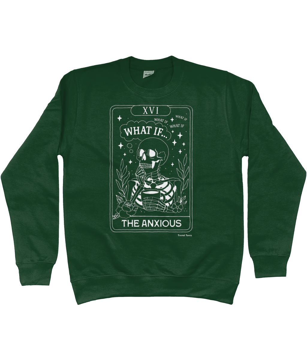 The anxious white skeleton tarot card sweatshirt - Trend Tonic