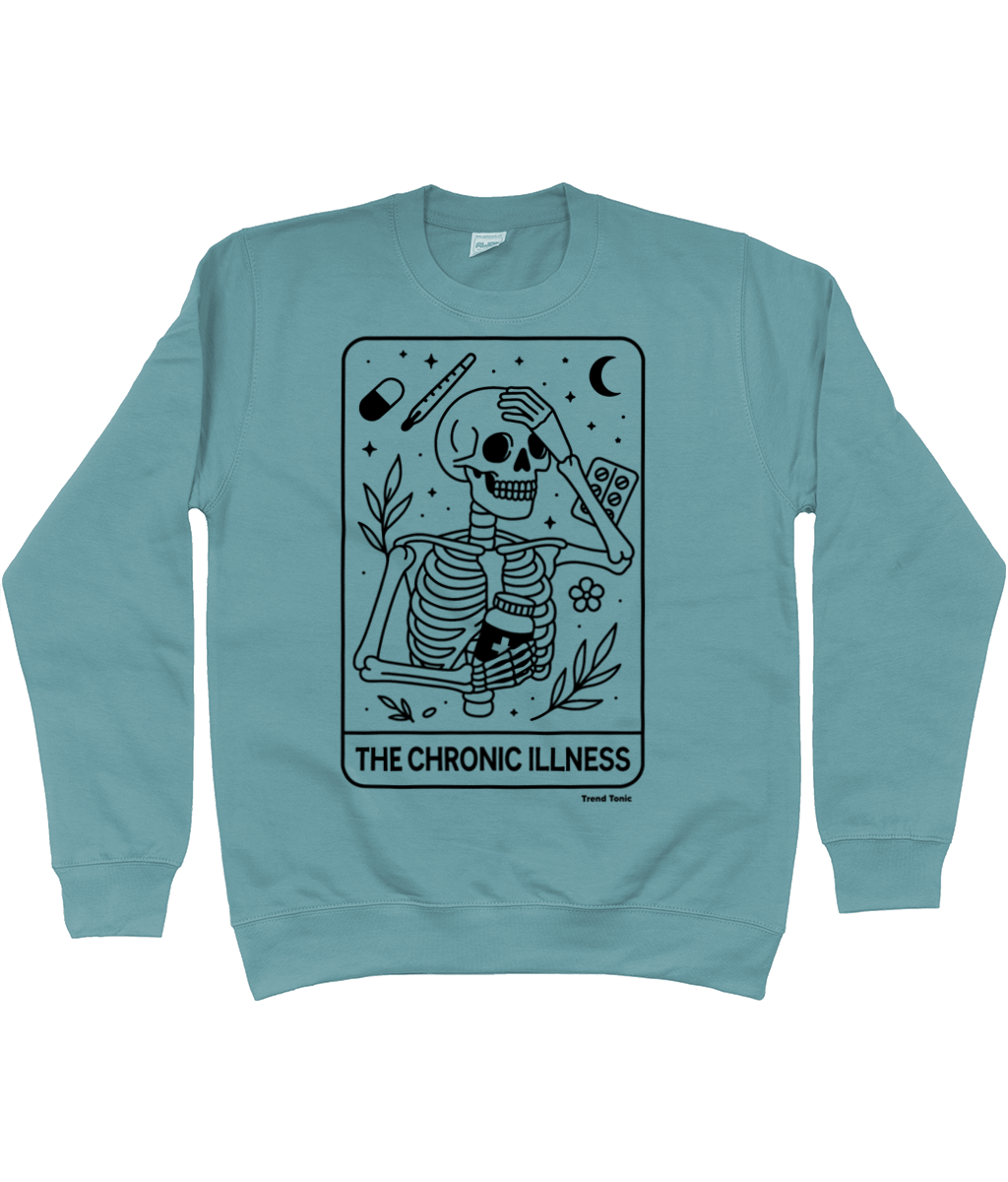 The Chronic Illness skeleton tarot card sweatshirt - Trend Tonic