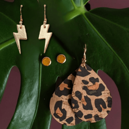 The Gold Go - To cork leather earring set - Trend Tonic