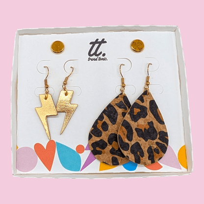 The Gold Go - To cork leather earring set - Trend Tonic