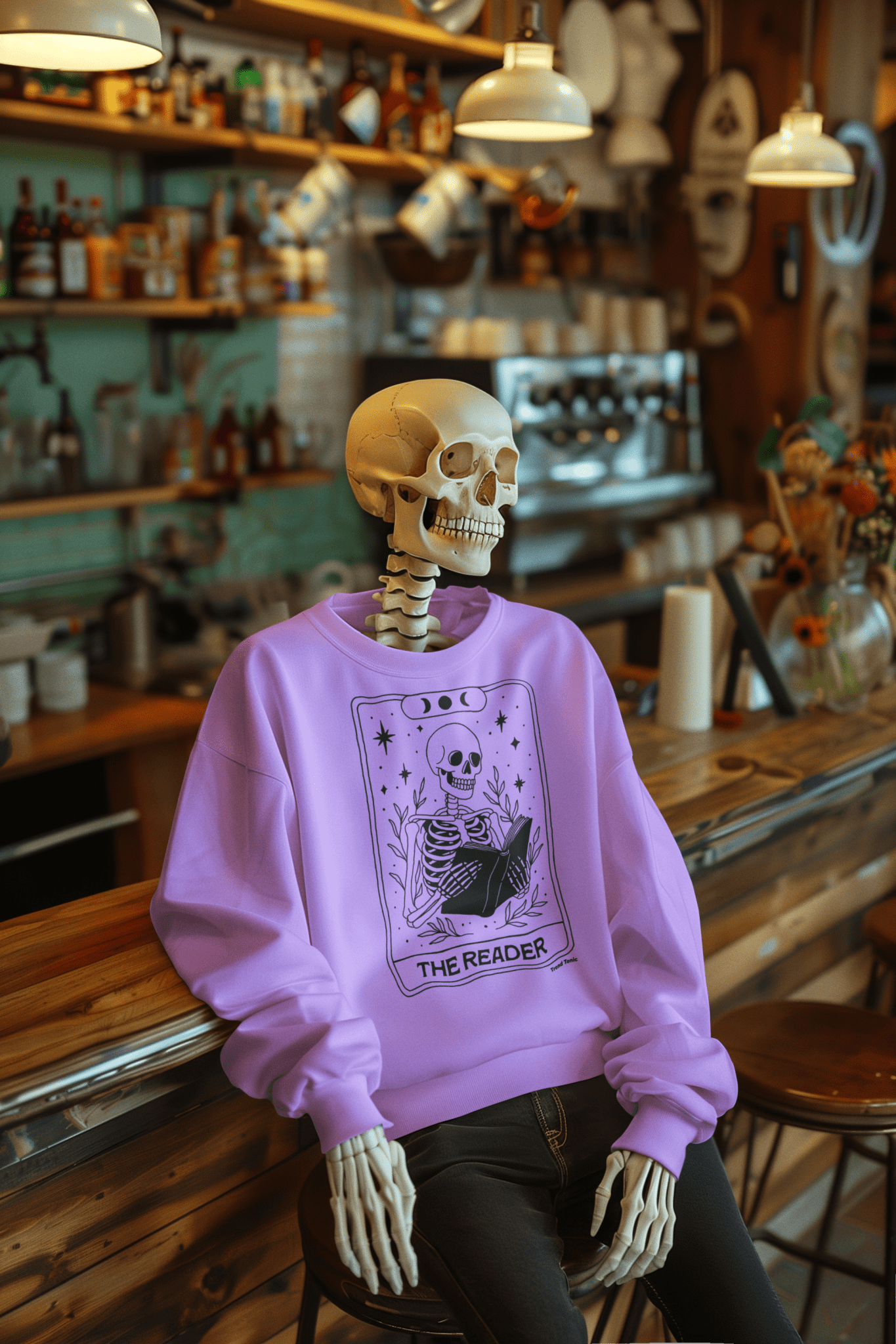 The reader skeleton tarot sweatshirt - Trend Tonic