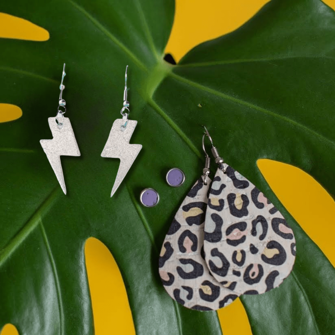 The Silver Go - To cork leather earring set - Trend Tonic