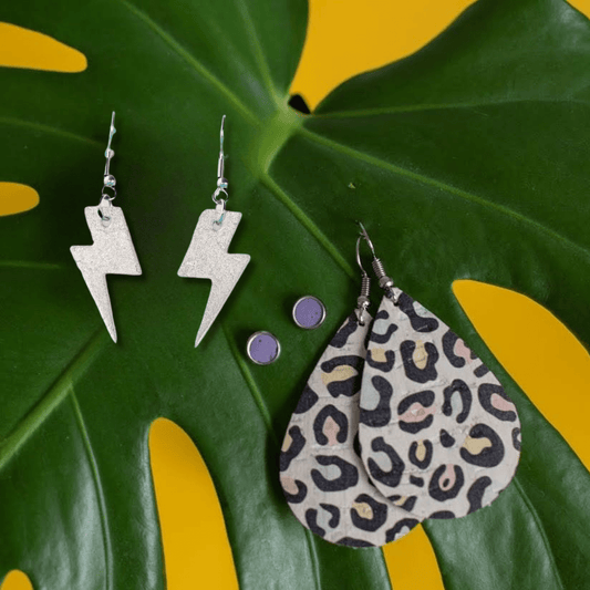 The Silver Go - To cork leather earring set - Trend Tonic