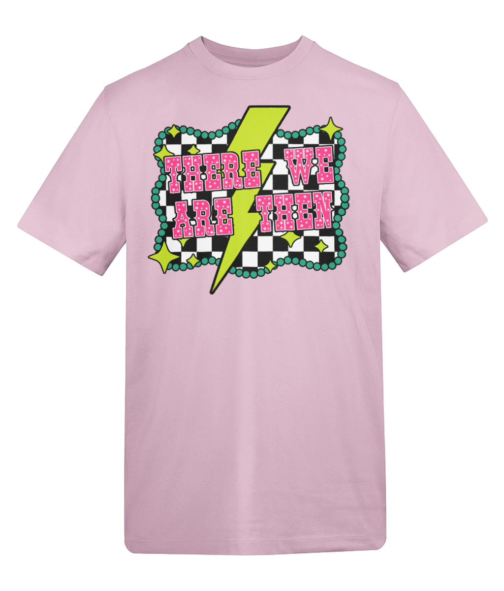 a pink t-shirt with a graphic design