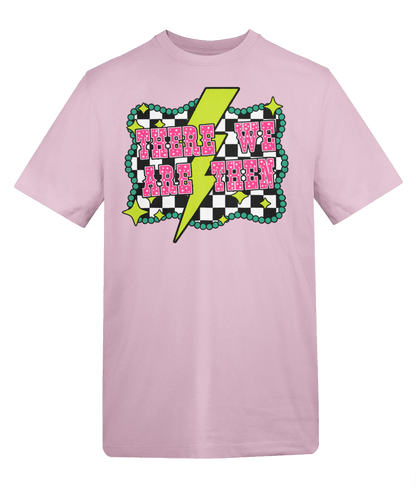 a pink t-shirt with a graphic design
