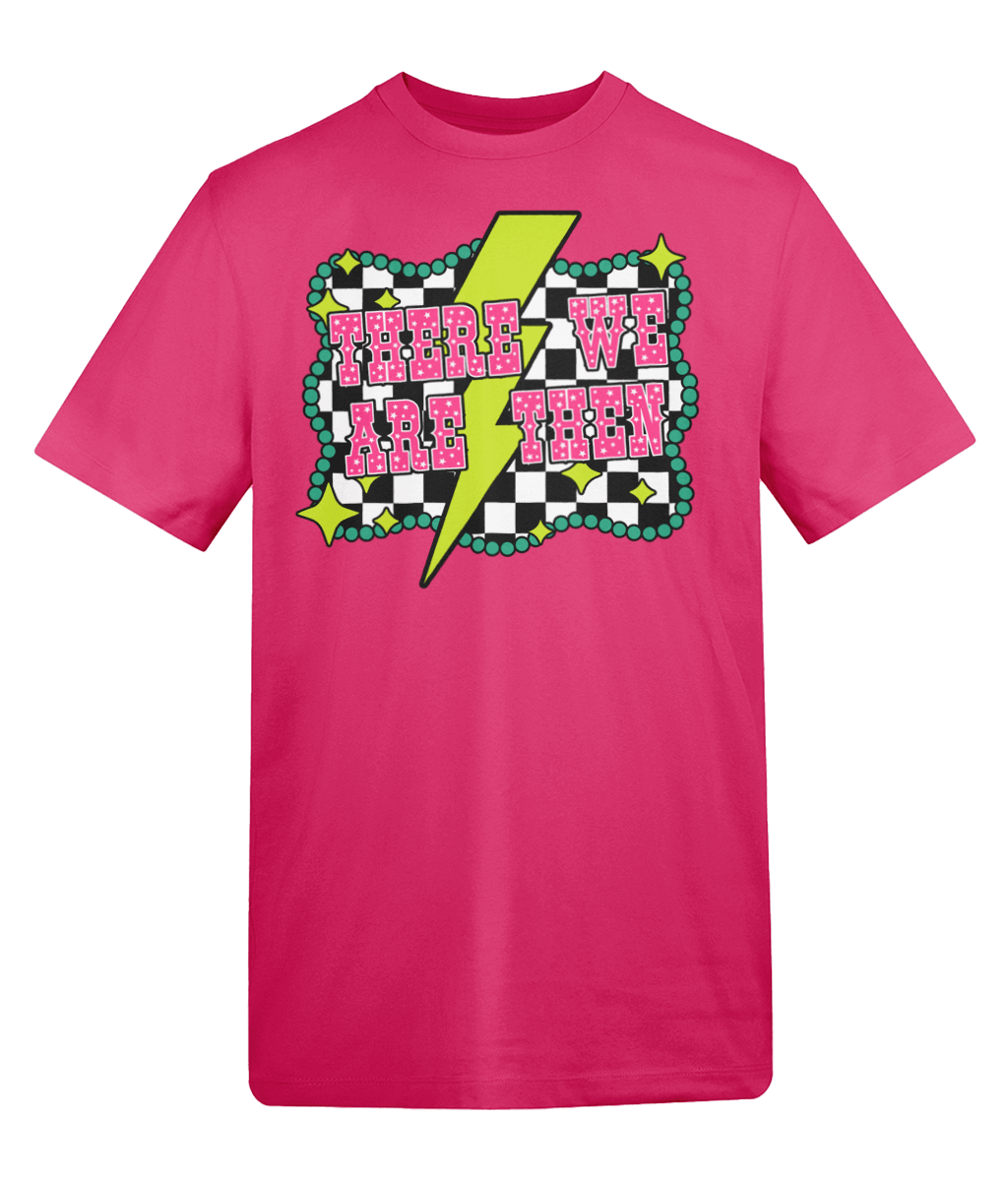 a pink t-shirt with a graphic design