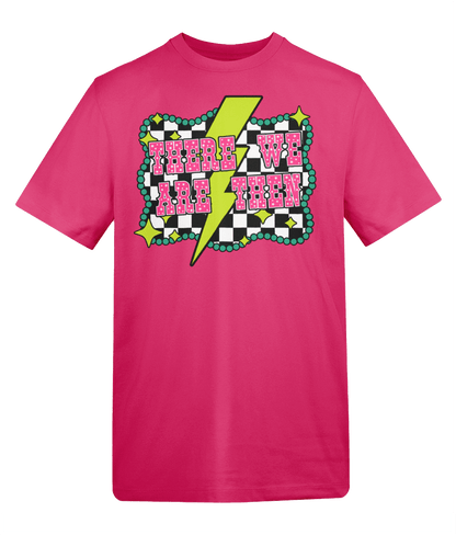 a pink t-shirt with a graphic design