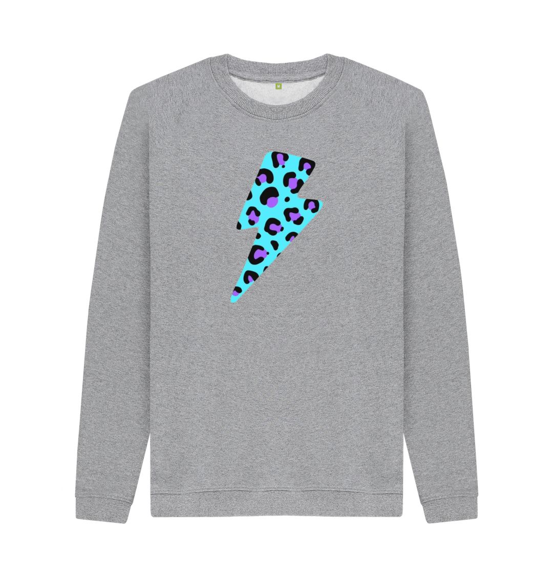 Light Heather Unisex Blue leopard print lightning bolt sweater