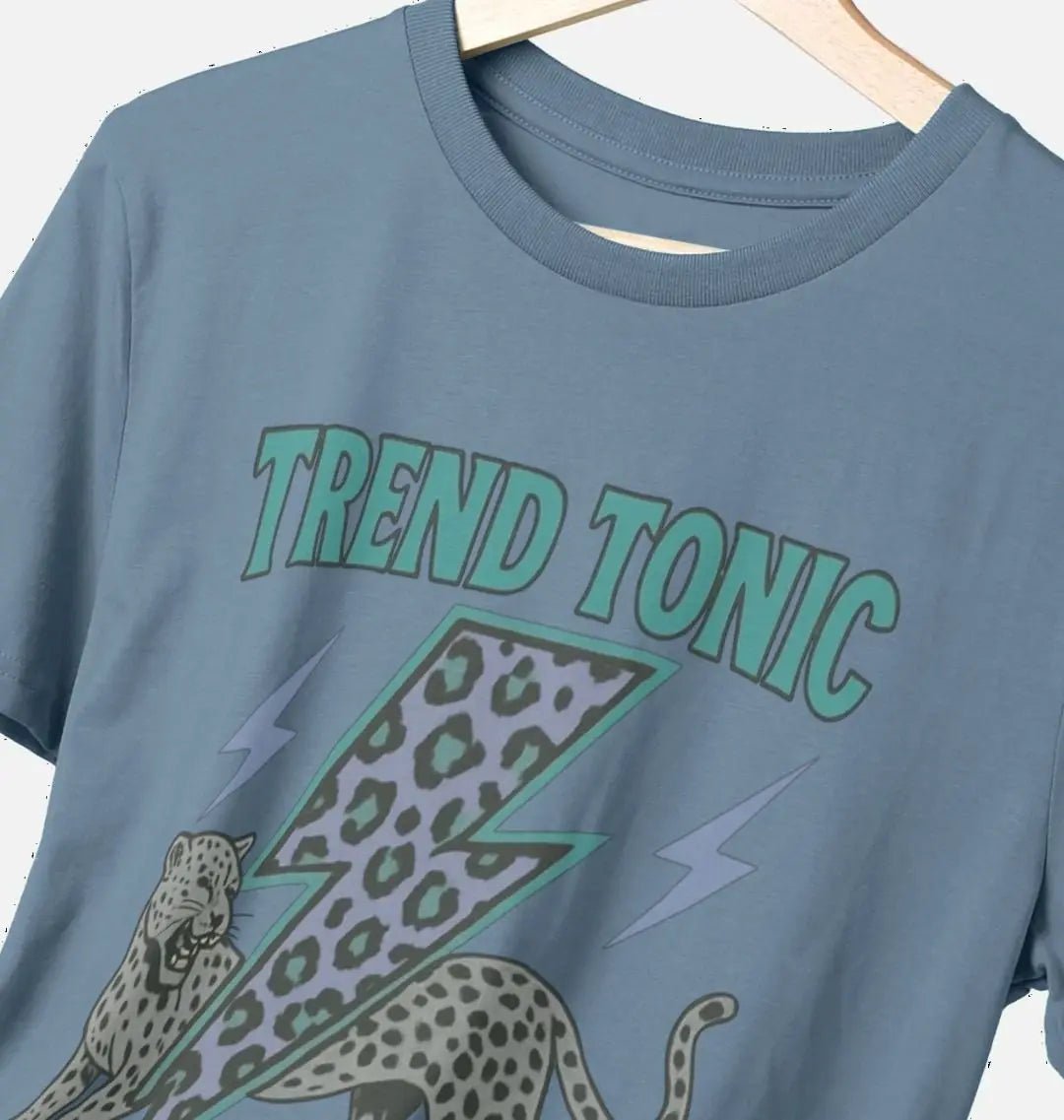Trend Tonic cool leopard lightning bolt crew neck t-shirt - Trend Tonic