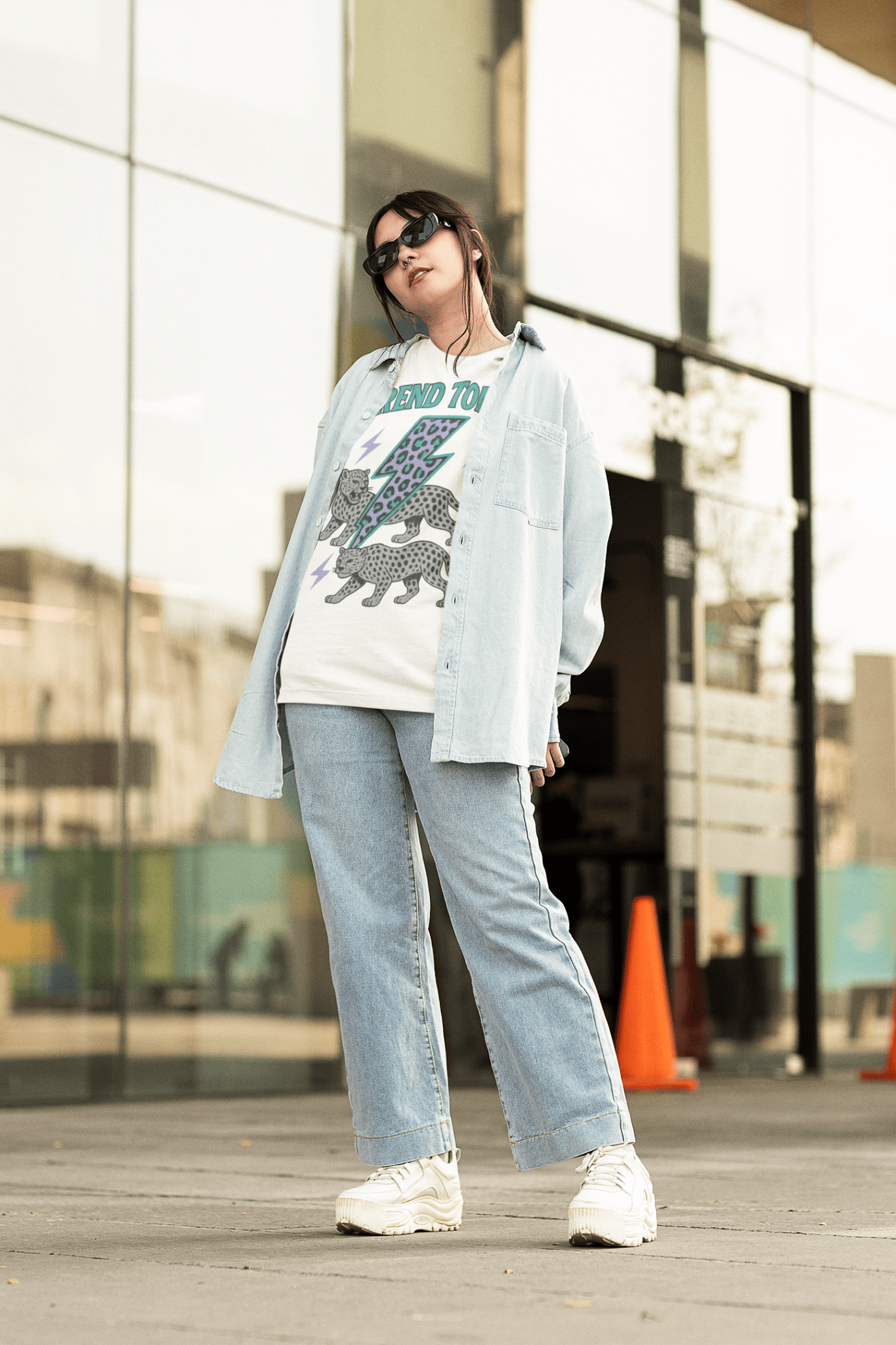 Trend Tonic cool leopard lightning bolt crew neck t-shirt - Trend Tonic