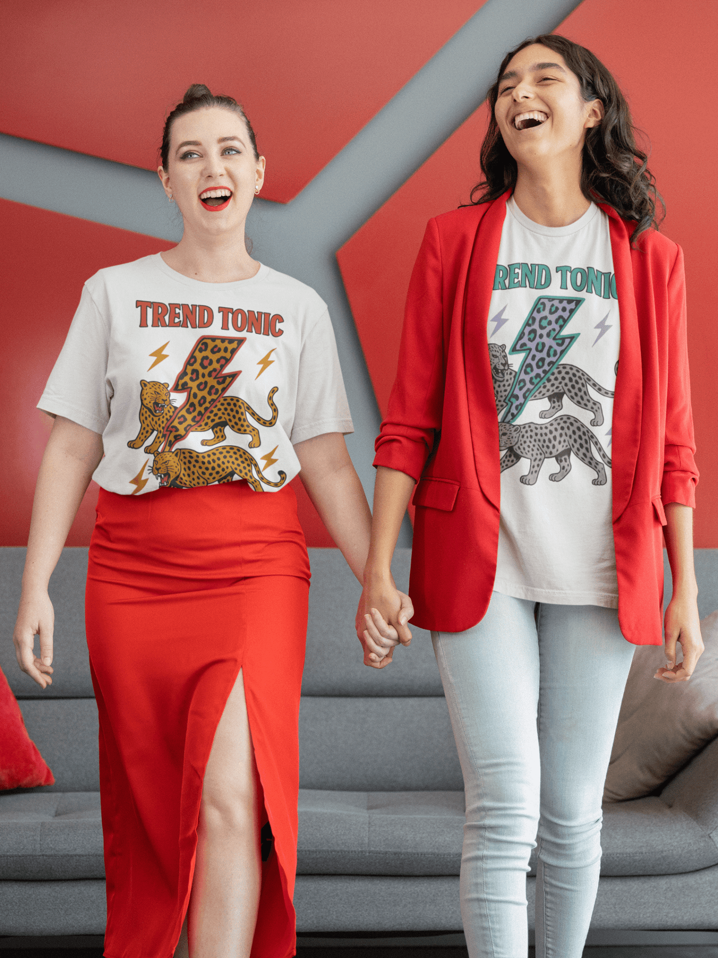 Trend Tonic cool leopard lightning bolt crew neck t-shirt - Trend Tonic