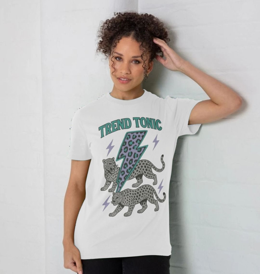 Trend Tonic cool leopard lightning bolt crew neck t-shirt - Trend Tonic