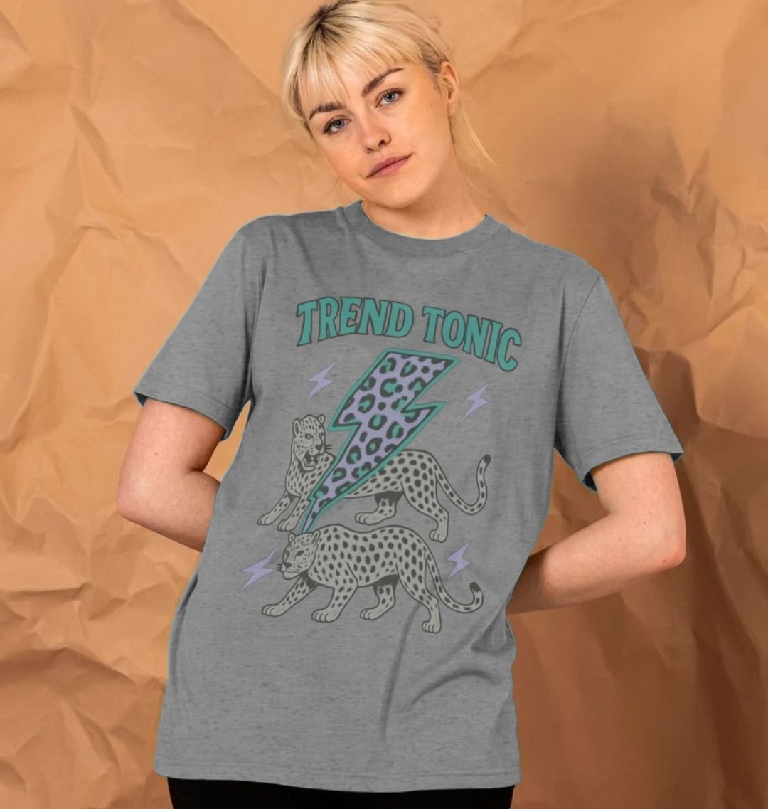 Trend Tonic cool leopard lightning bolt crew neck t-shirt - Trend Tonic