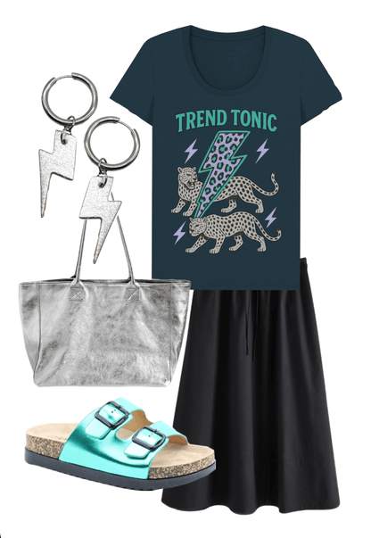 Trend Tonic cool leopard lightning bolt scoop neck t-shirt - Trend Tonic