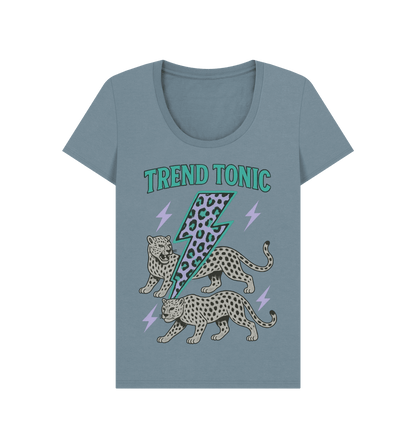 Trend Tonic cool leopard lightning bolt scoop neck t-shirt - Trend Tonic