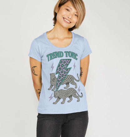 Trend Tonic cool leopard lightning bolt scoop neck t-shirt - Trend Tonic