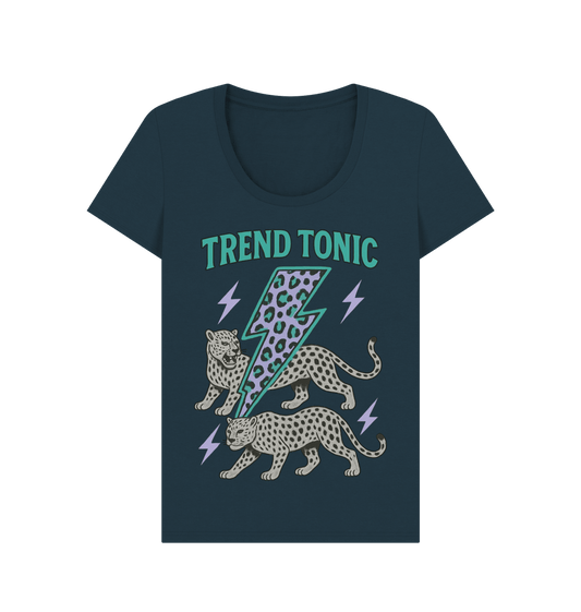 Trend Tonic cool leopard lightning bolt scoop neck t-shirt - Trend Tonic