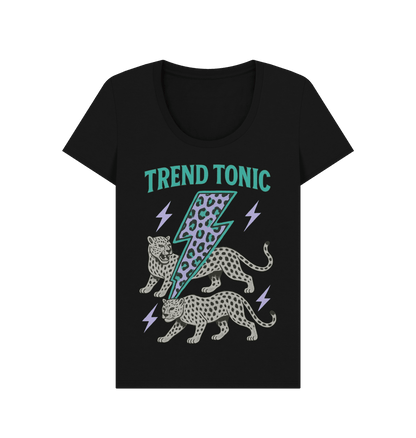 Trend Tonic cool leopard lightning bolt scoop neck t-shirt - Trend Tonic