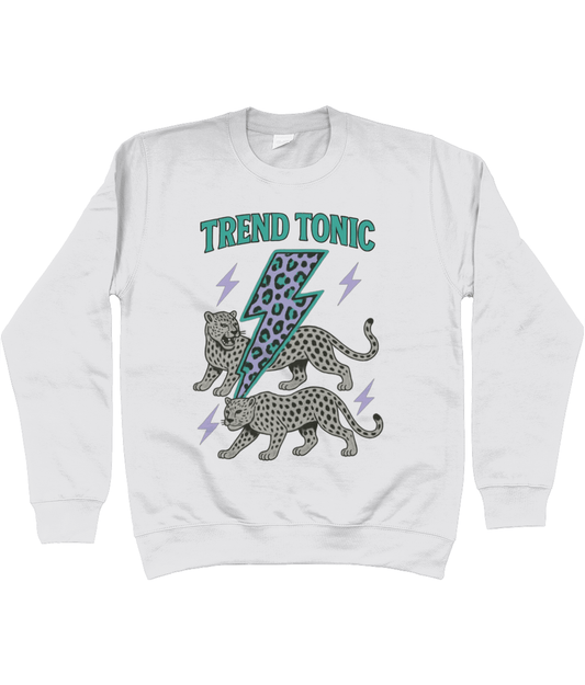 Trend Tonic Electric Leopard Brand Sweatshirt in Teal - Trend Tonic