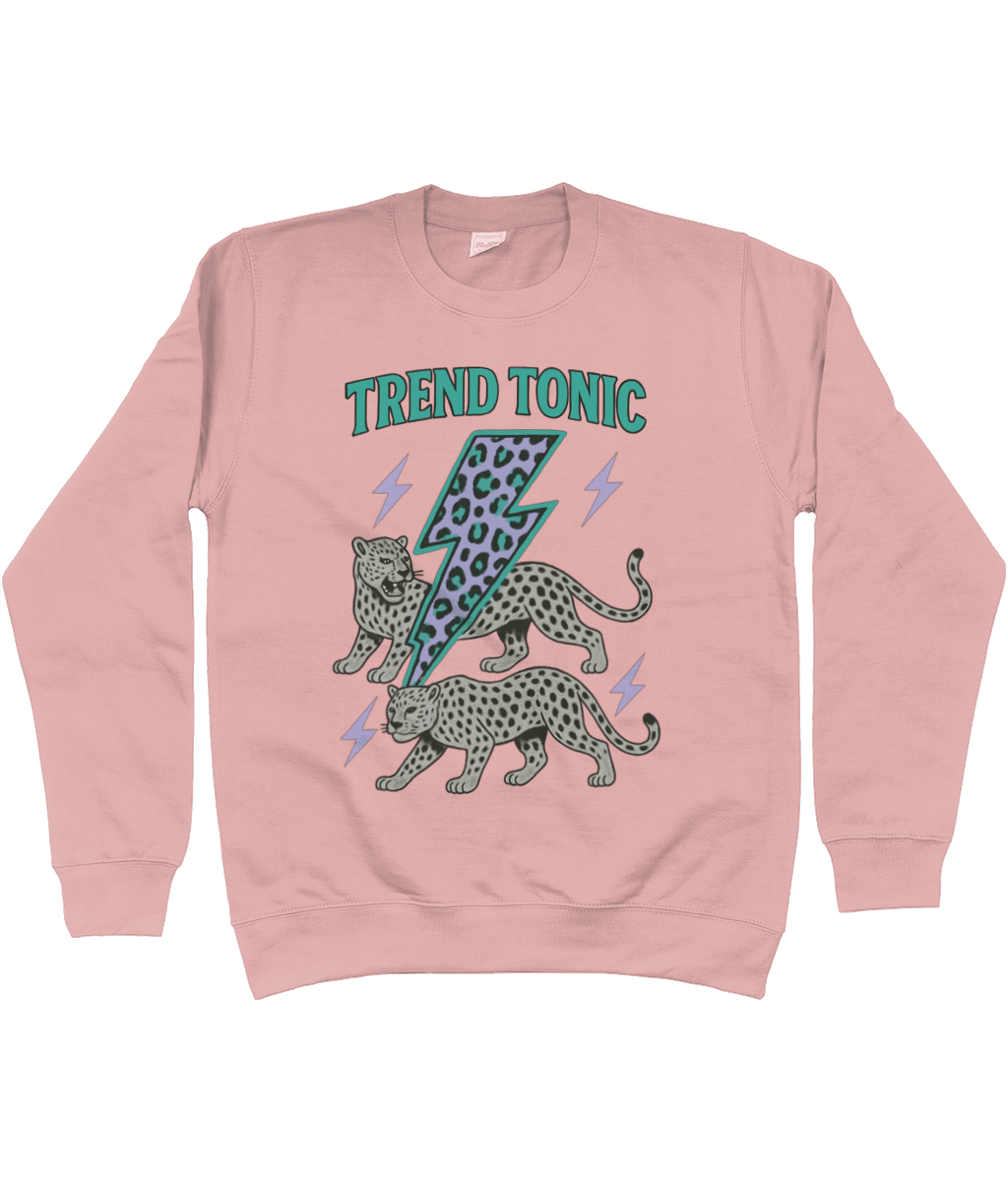 Trend Tonic Electric Leopard Brand Sweatshirt in Teal - Trend Tonic