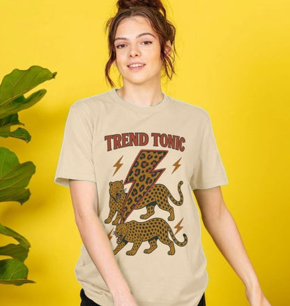 Trend Tonic leopard lightning bolt crew neck t-shirt - Trend Tonic