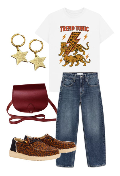 Trend Tonic leopard lightning bolt crew neck t-shirt - Trend Tonic