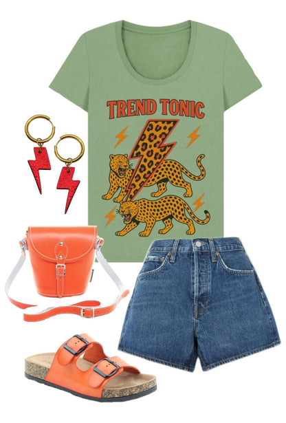 Trend Tonic leopard lightning bolt scoop neck t-shirt - Trend Tonic