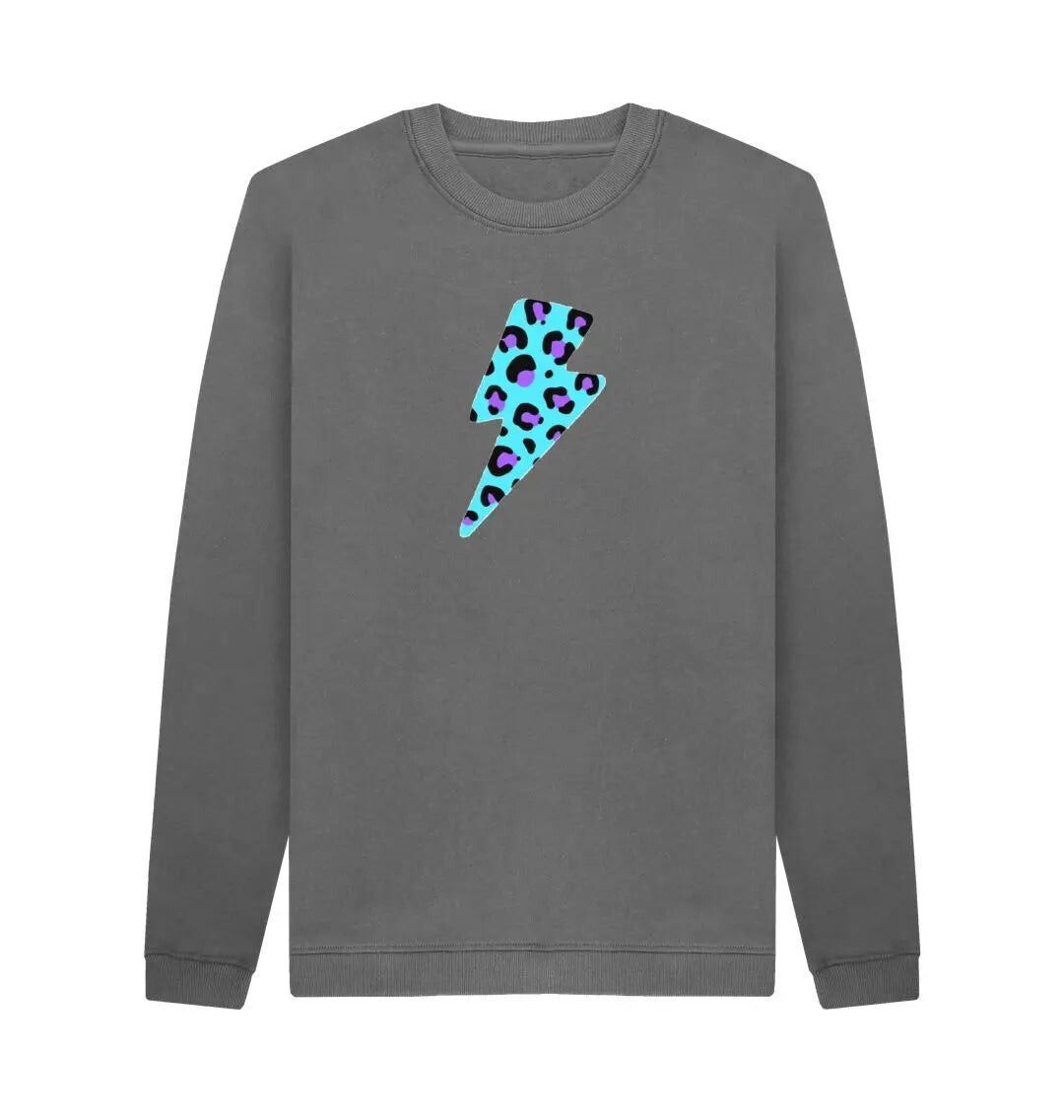 Unisex Blue leopard print lightning bolt sweater Trend Tonic