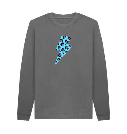 Unisex Blue leopard print lightning bolt sweater Trend Tonic