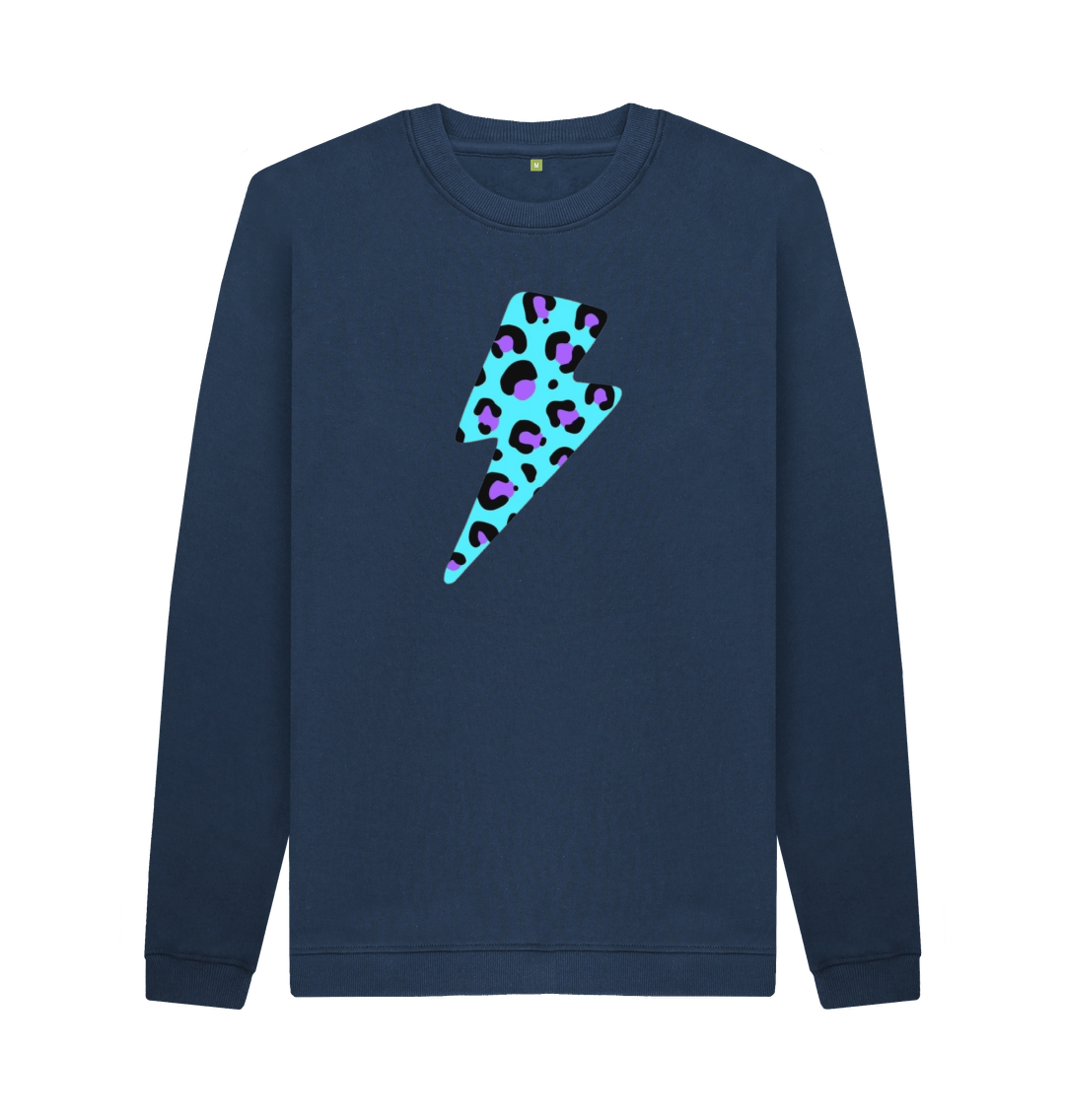 Navy Blue Printed Sweater Front