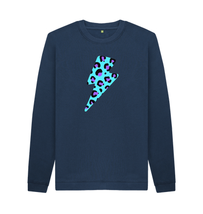 Navy Blue Printed Sweater Front
