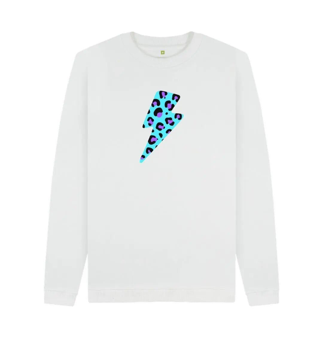 Unisex Blue leopard print lightning bolt sweater Trend Tonic