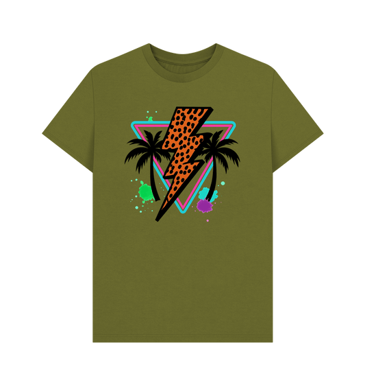 Warm lightning bolt palm tree crew neck t-shirt - Trend Tonic
