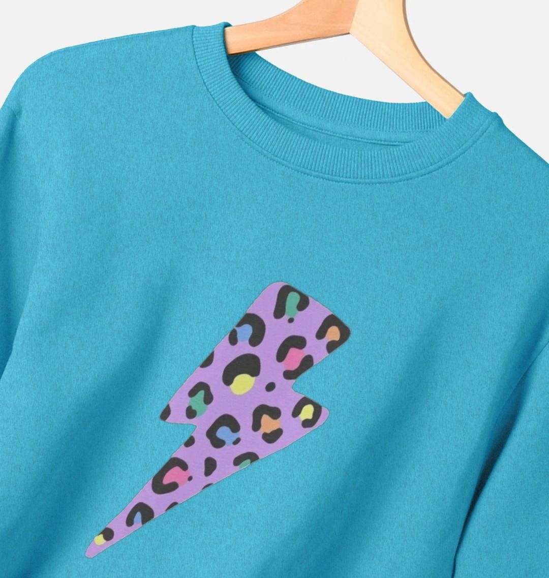 Purple rainbow leopard print lightning bolt sweater Trend Tonic