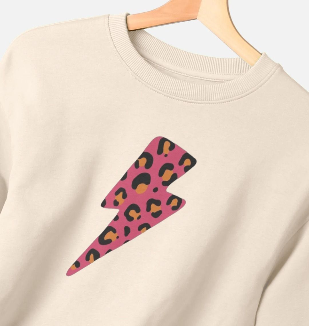 Pink and orange leopard lightning bolt oversized sweater Trend Tonic