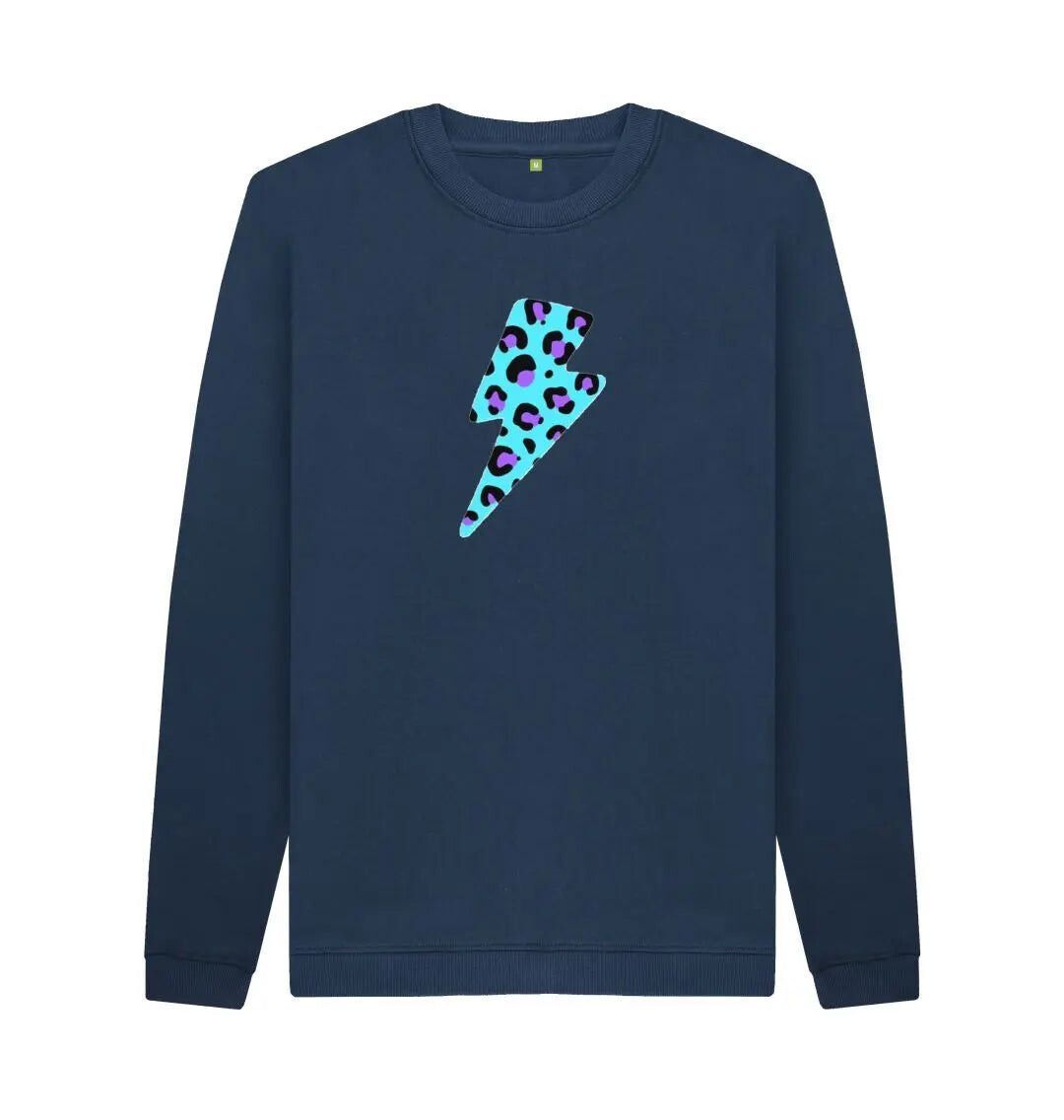 Unisex Blue leopard print lightning bolt sweater Trend Tonic