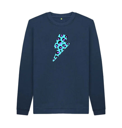 Unisex Blue leopard print lightning bolt sweater Trend Tonic