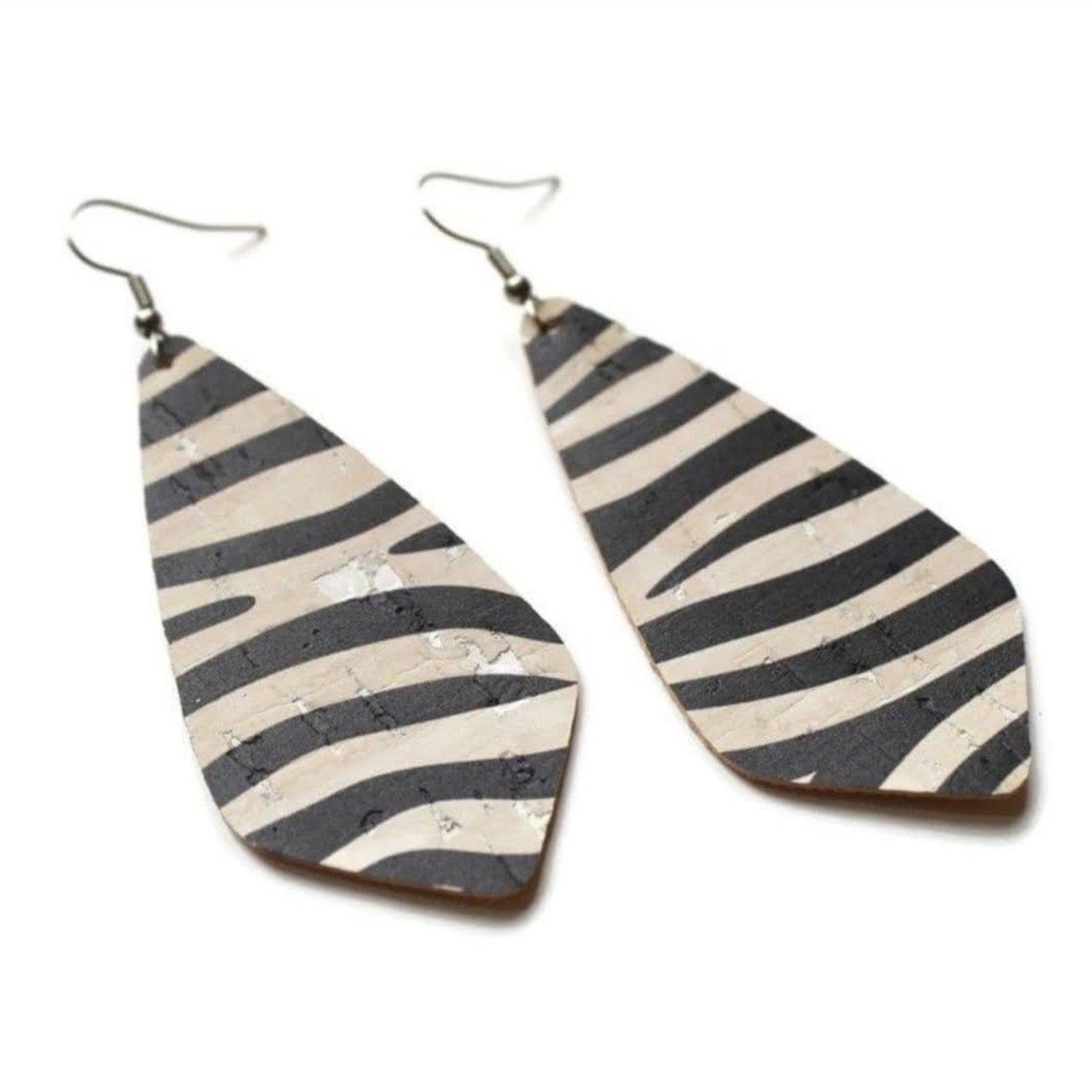 Zebra cork diamond earrings - Trend Tonic